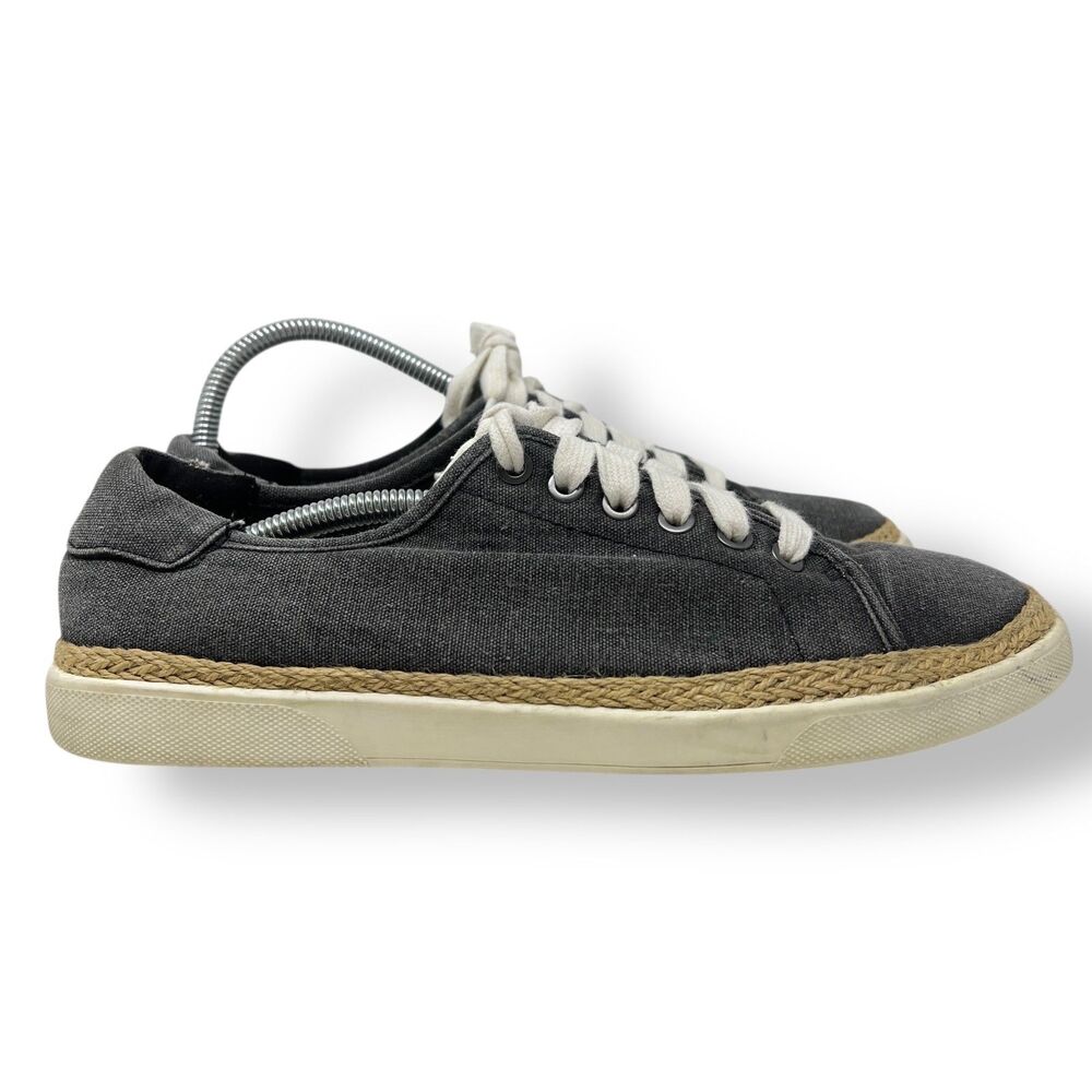 Vionic Hattie Womens Charcoal Gray Canvas Sneakers Shoes Jute Trim Size 9